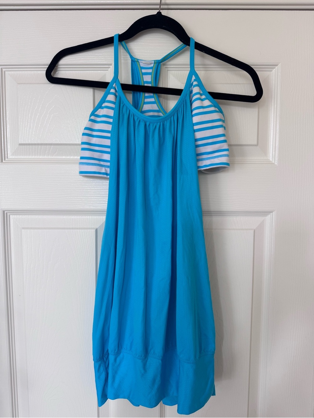 lululemon athletica Blue & White Cold-Shoulder Tank Top